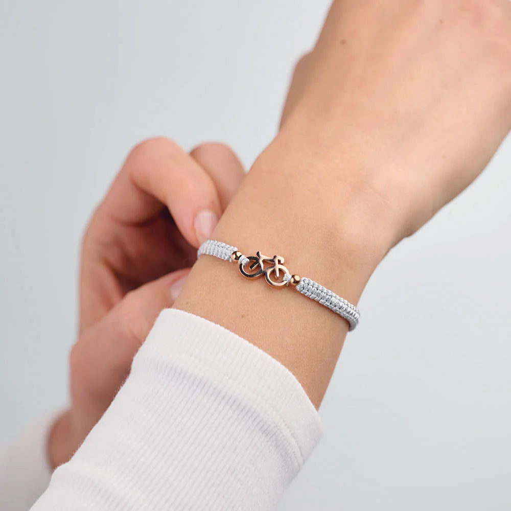 Rose Bike Grey Braided Bracelet