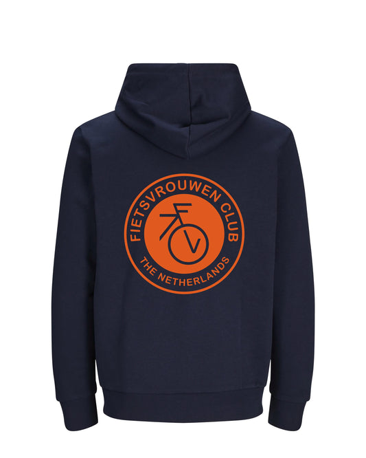 Fietsvrouw Club Logo – Donkerblauw Hoodie 300 g/m2