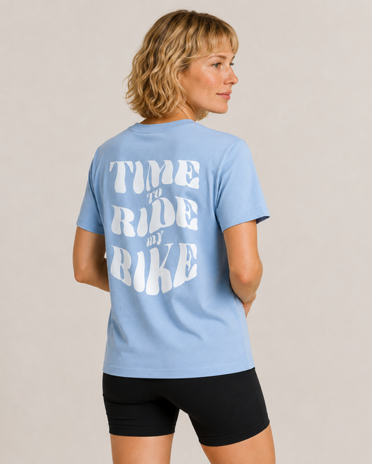 Time To Ride My Bike - T-shirt - Lichtblauw | OP VOORRAAD