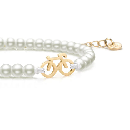 Pearl Gold Bike Chain Bracelet