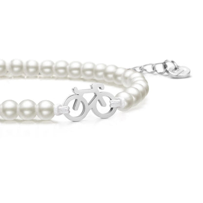 Pearl Silver Bike Chain Bracelet