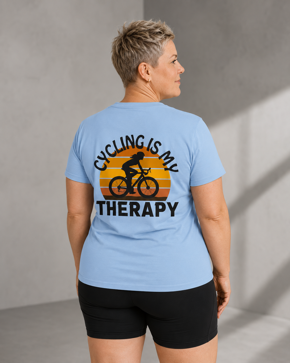 CYCLING IS MY THERAPY - T-shirt - Lichtblauw