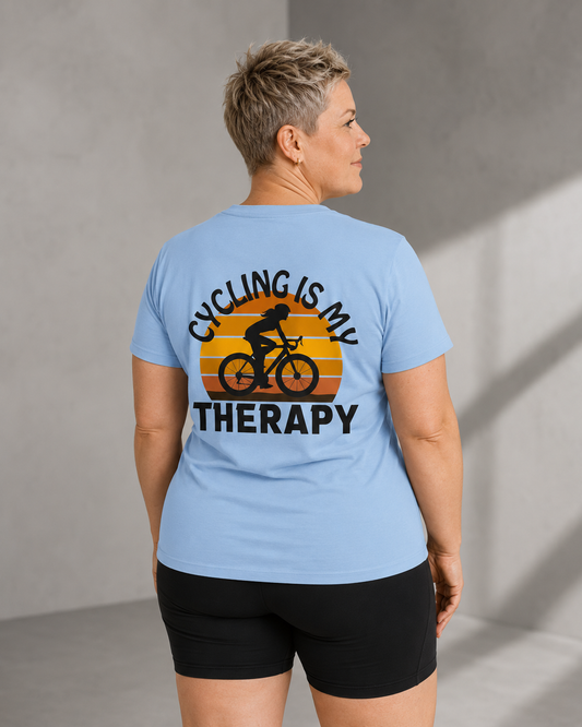 CYCLING IS MY THERAPY - T-shirt - Lichtblauw