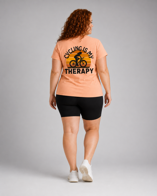 CYCLING IS MY THERAPY - T-shirt - Peach