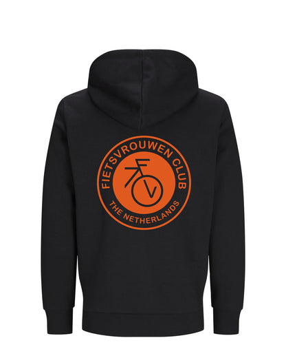Fietsvrouw Club Logo – Zwart Hoodie 300 g/m2