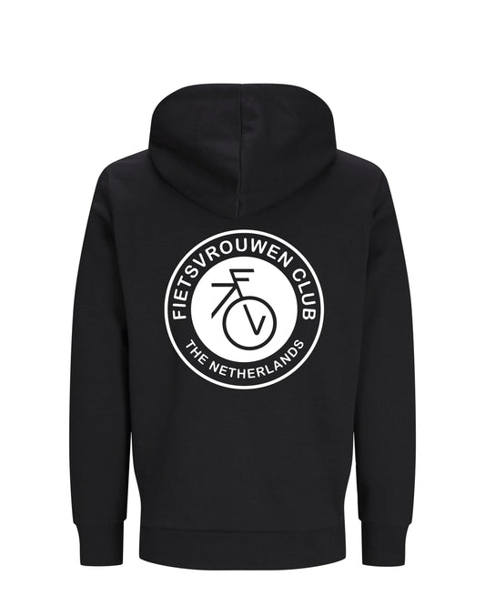 Fietsvrouw Club Logo – Zwart Hoodie 300 g/m2
