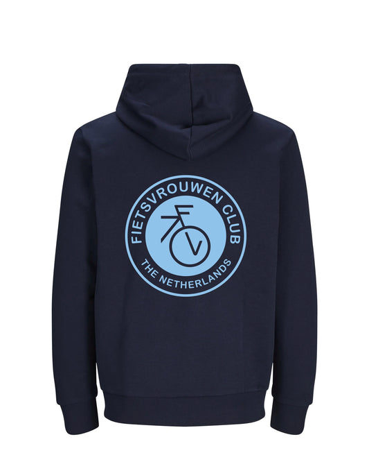 Fietsvrouw Club Logo – Donkerblauw Hoodie 300 g/m2
