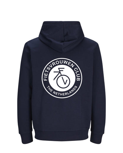 Fietsvrouw Club Logo – Donkerblauw Hoodie 300 g/m2