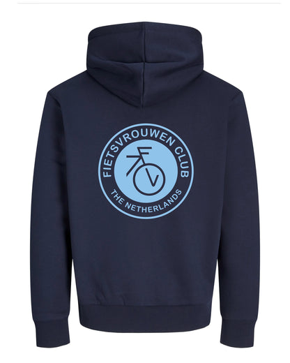 Fietsvrouw Club Logo – Donkerblauw Hoodie 400 g/m2