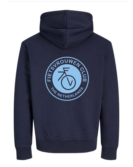 Fietsvrouw Club Logo – Donkerblauw Hoodie 400 g/m2