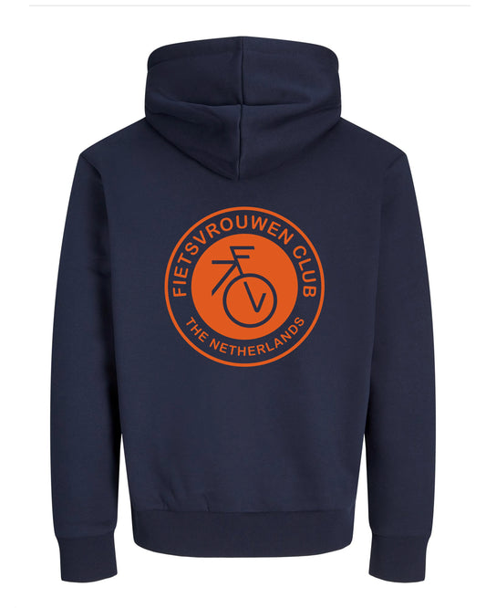 Fietsvrouw Club Logo – Donkerblauw Hoodie 400 g/m2