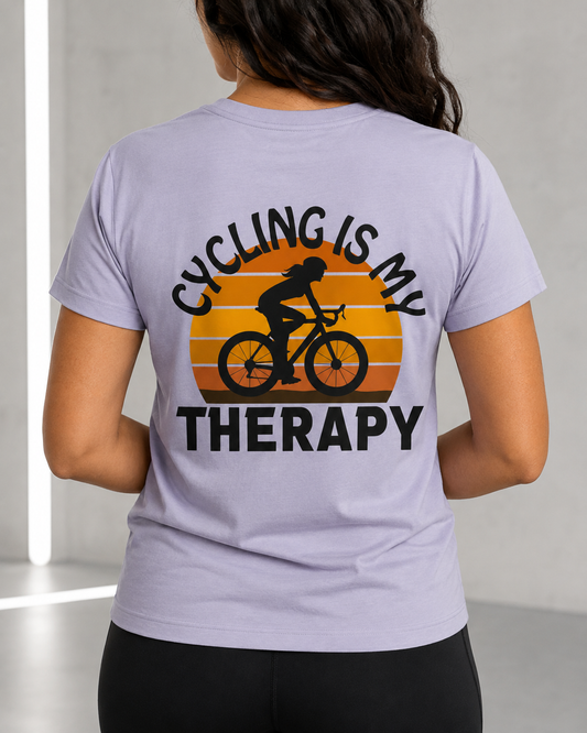 CYCLING IS MY THERAPY - T-shirt - Lavendel