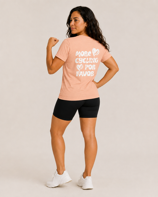 More Cycling Por Favor T-shirt Peach