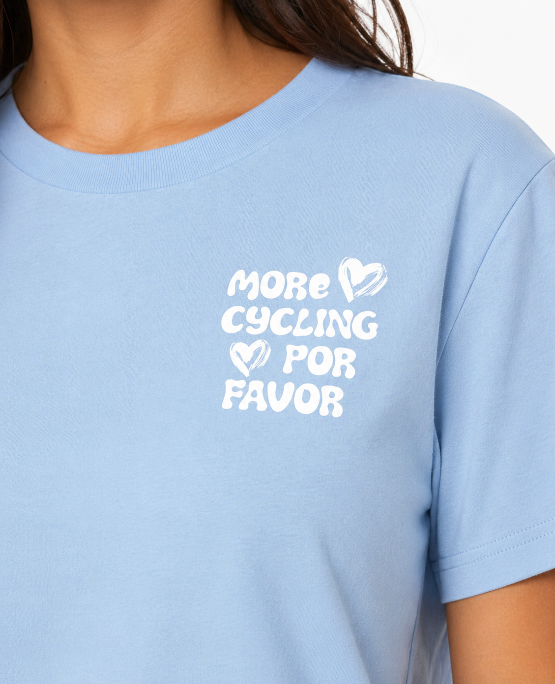 More Cycling Por Favor T-shirt Lichtblauw