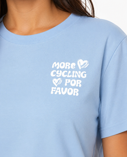 More Cycling Por Favor T-shirt Lichtblauw