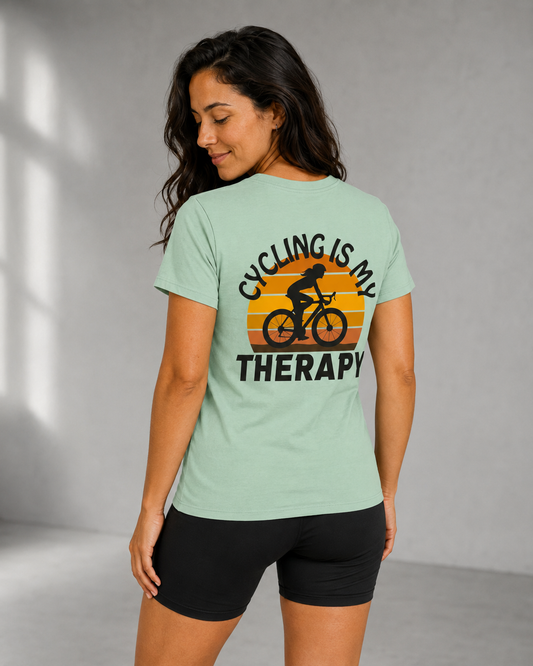 CYCLING IS MY THERAPY - T-shirt - Groen