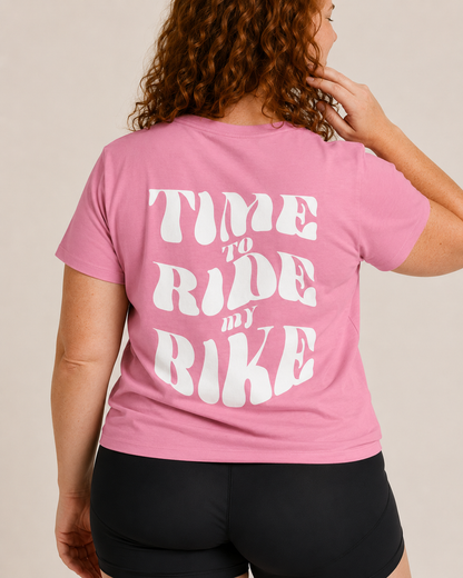 Time To Ride My Bike - T-shirt - Roze