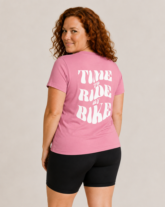 Time To Ride My Bike - T-shirt - Roze